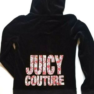 Juicy Couture Black Velour Zip Up Hoodie | Medium